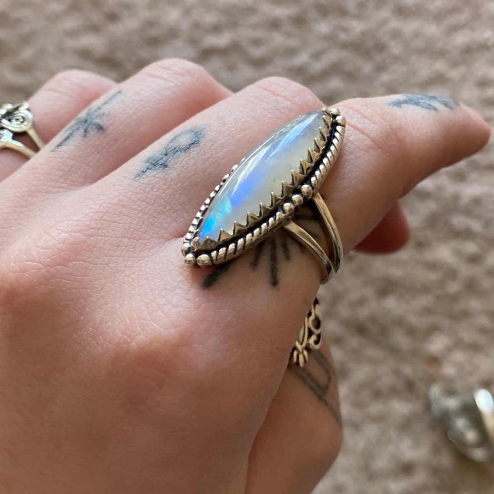 Sterling silver moonstone ring